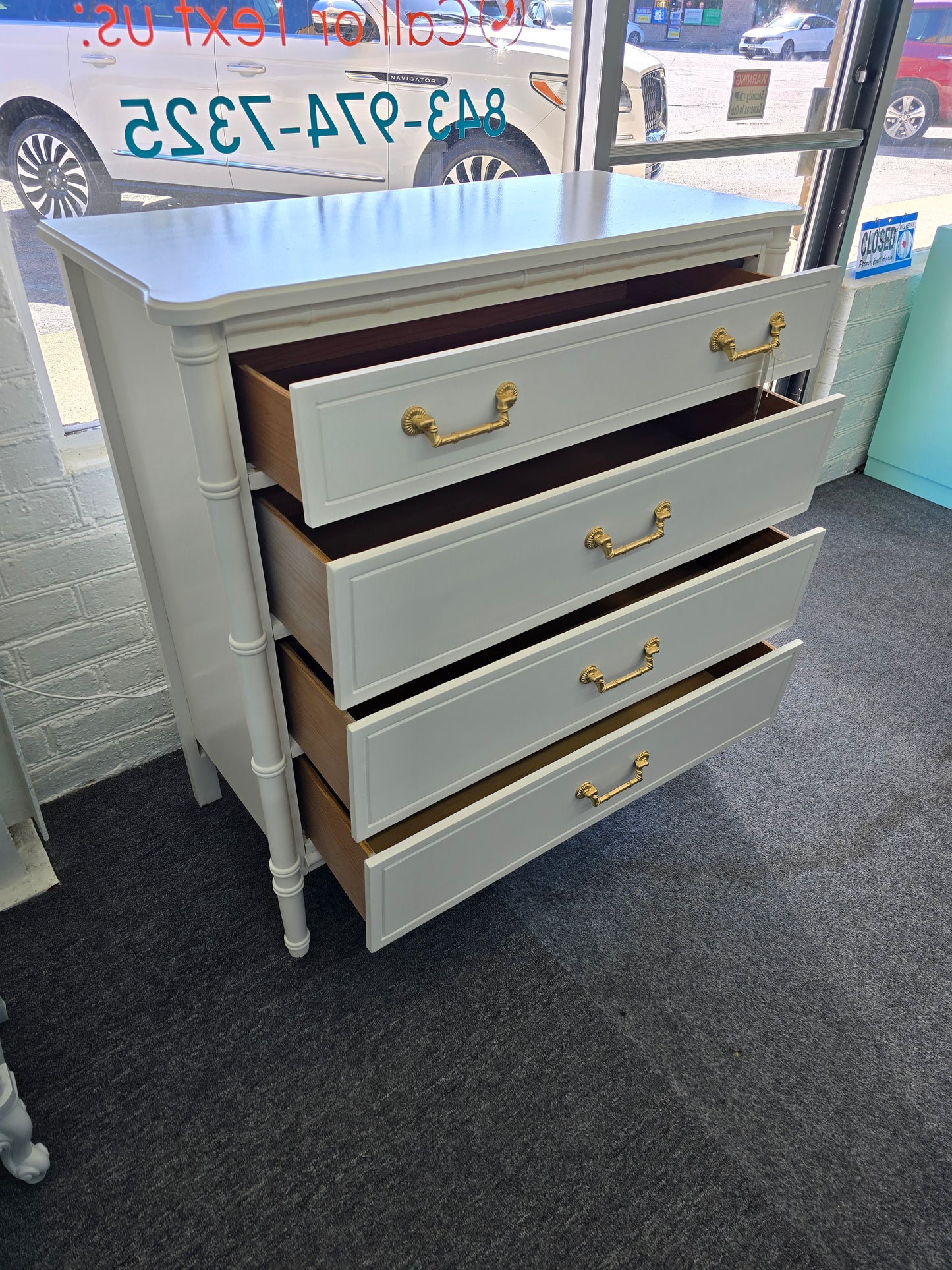 Faux Bamboo off white chest