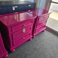 Pink lacquered pair of nightstands