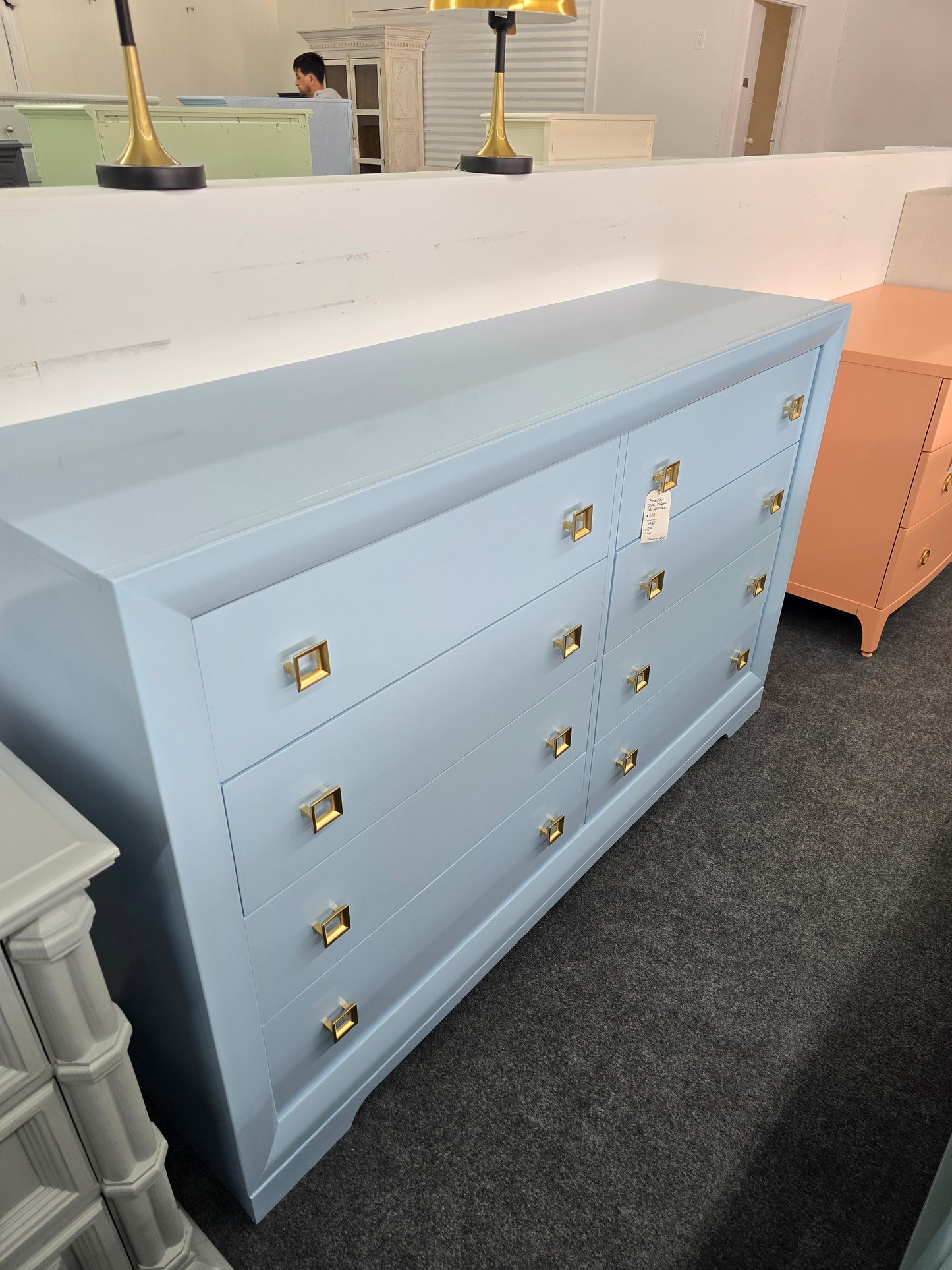 Cindy Crawford blue Lacquered dresser