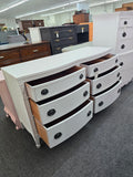 Solid wood white Distressed bow front dresser