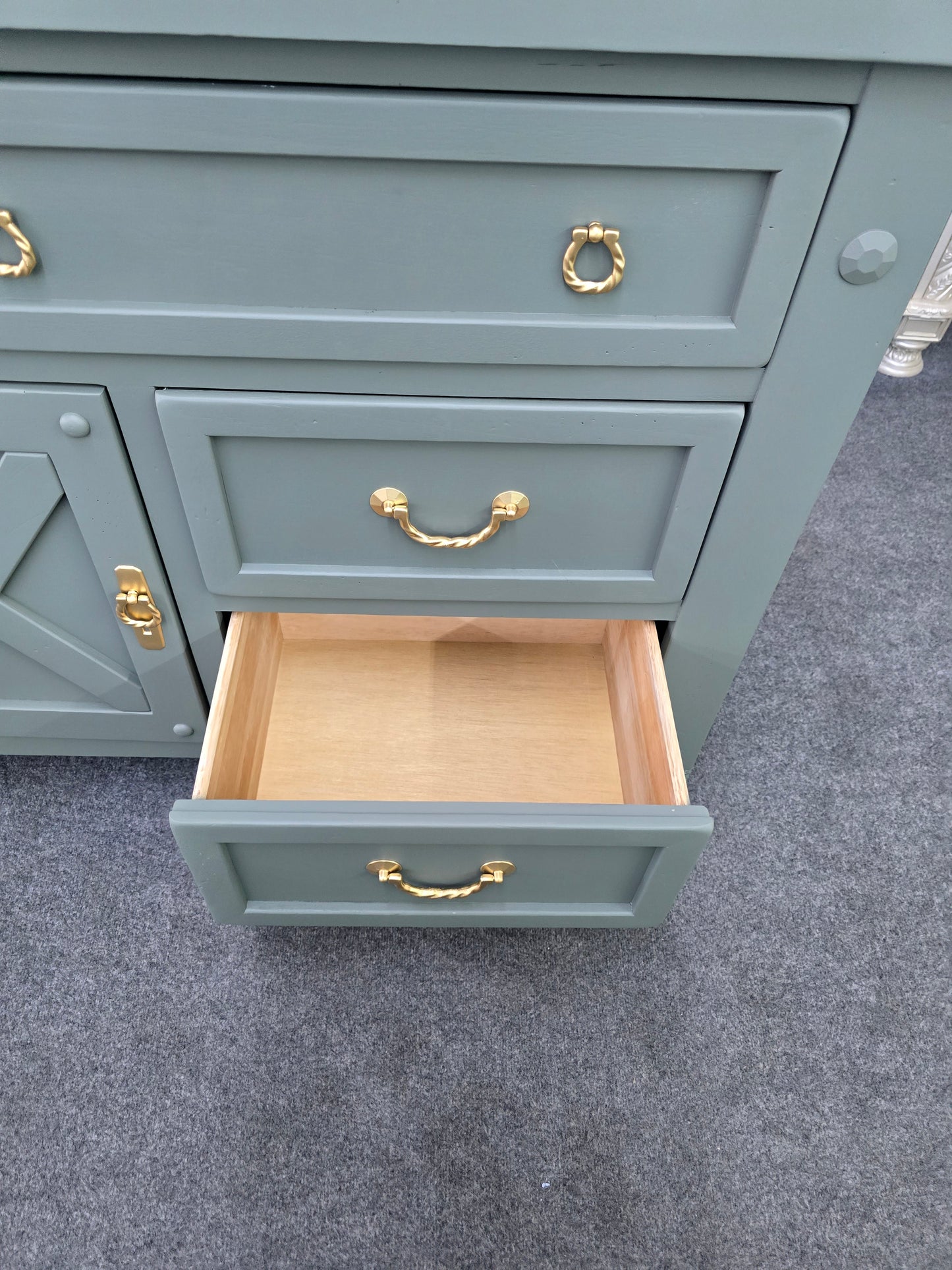 Pewter green farmhouse dresser
