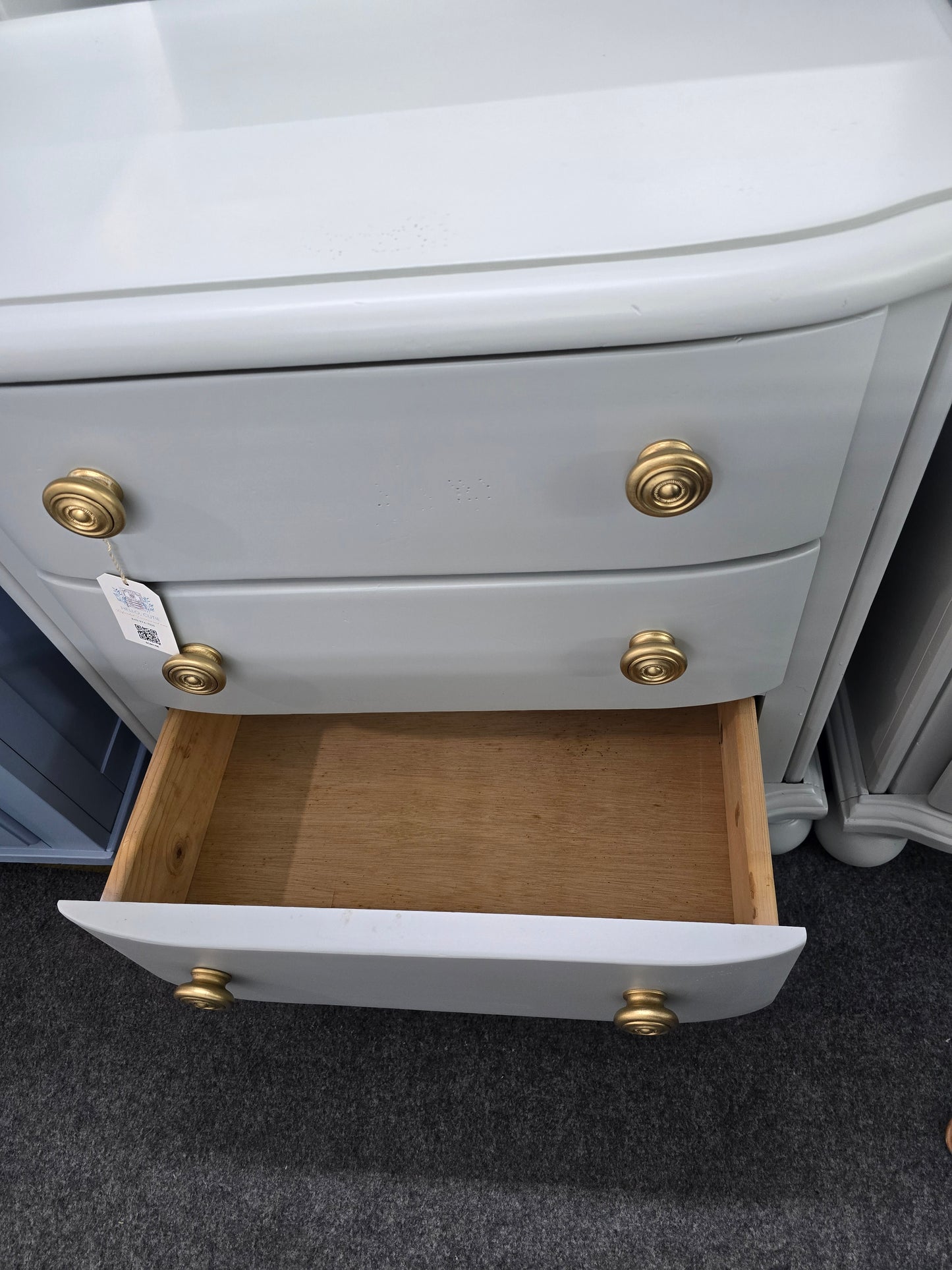 3 drawers gray nightstand - solid wood