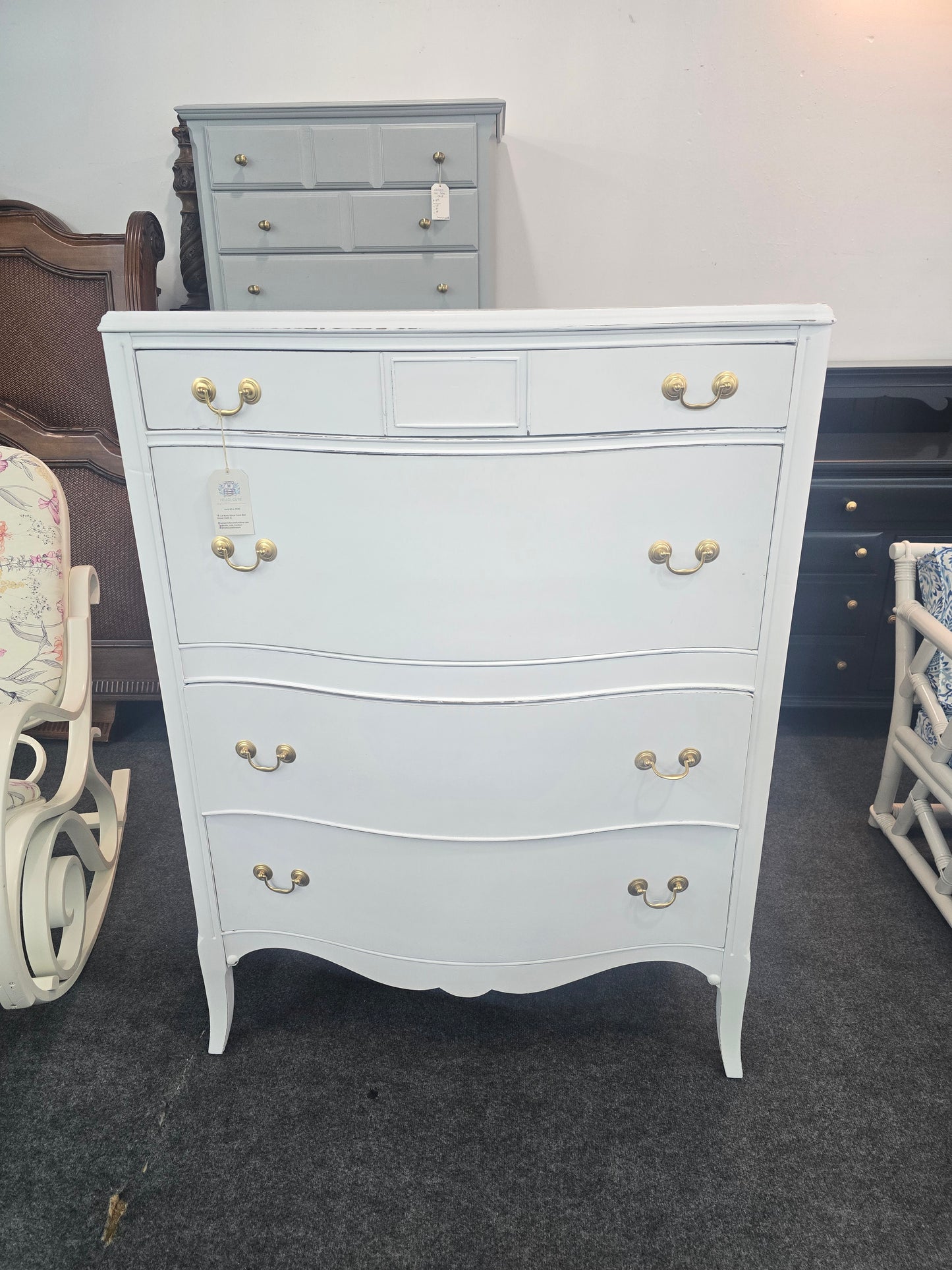 Solid wood white Distressed chest
