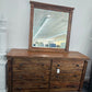 Rustic 6 drawers dresser with mirror