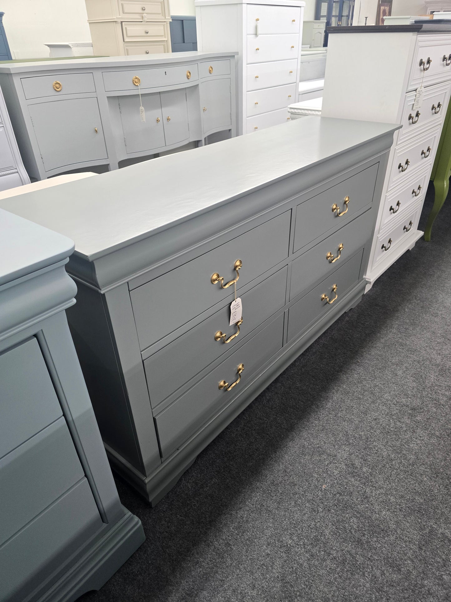 6 drawers green gray classic dresser