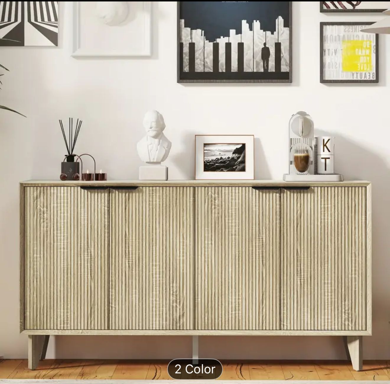 Natural large Groove Decorative sideboard- new