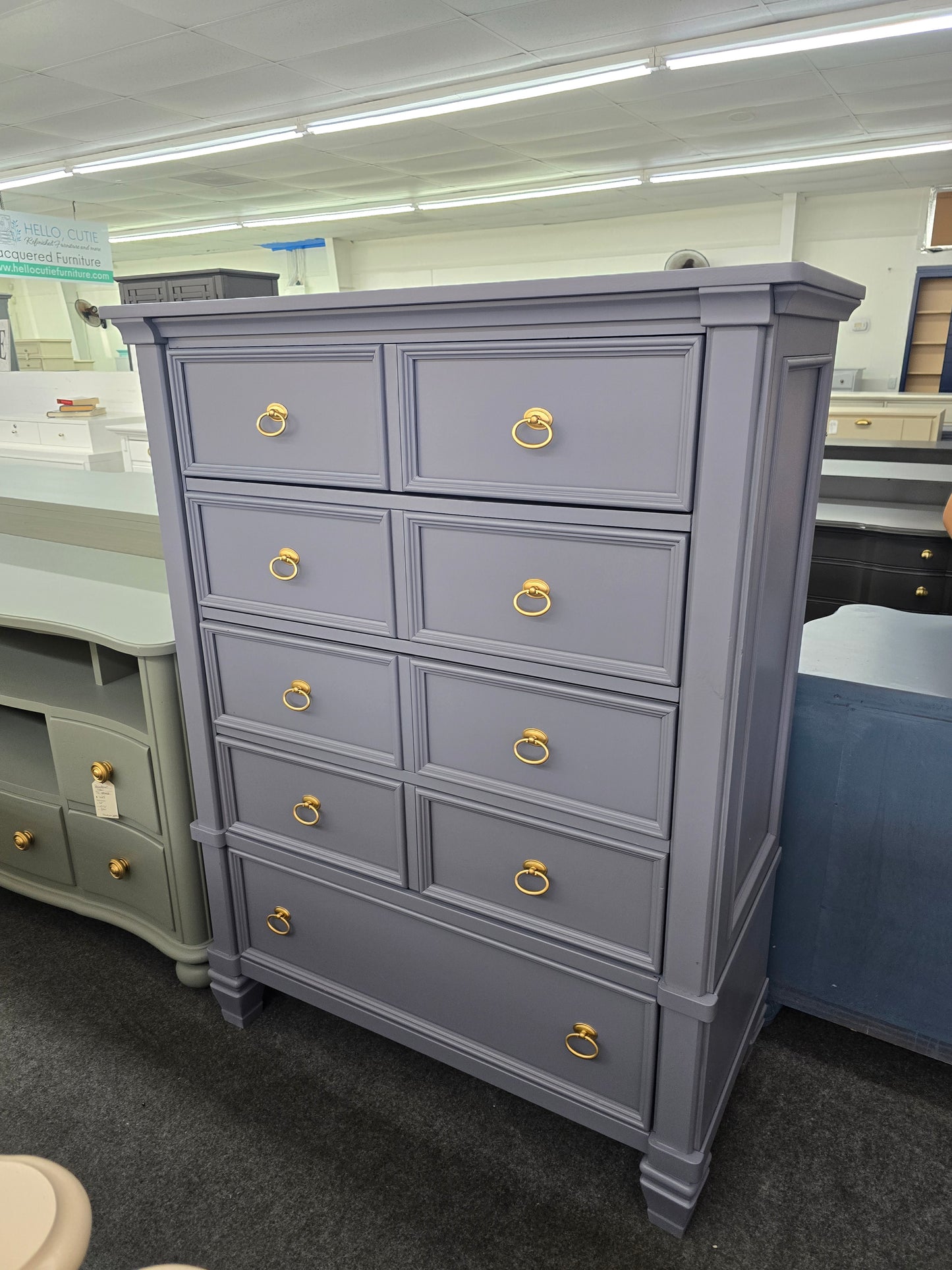 Blue gray tall chest