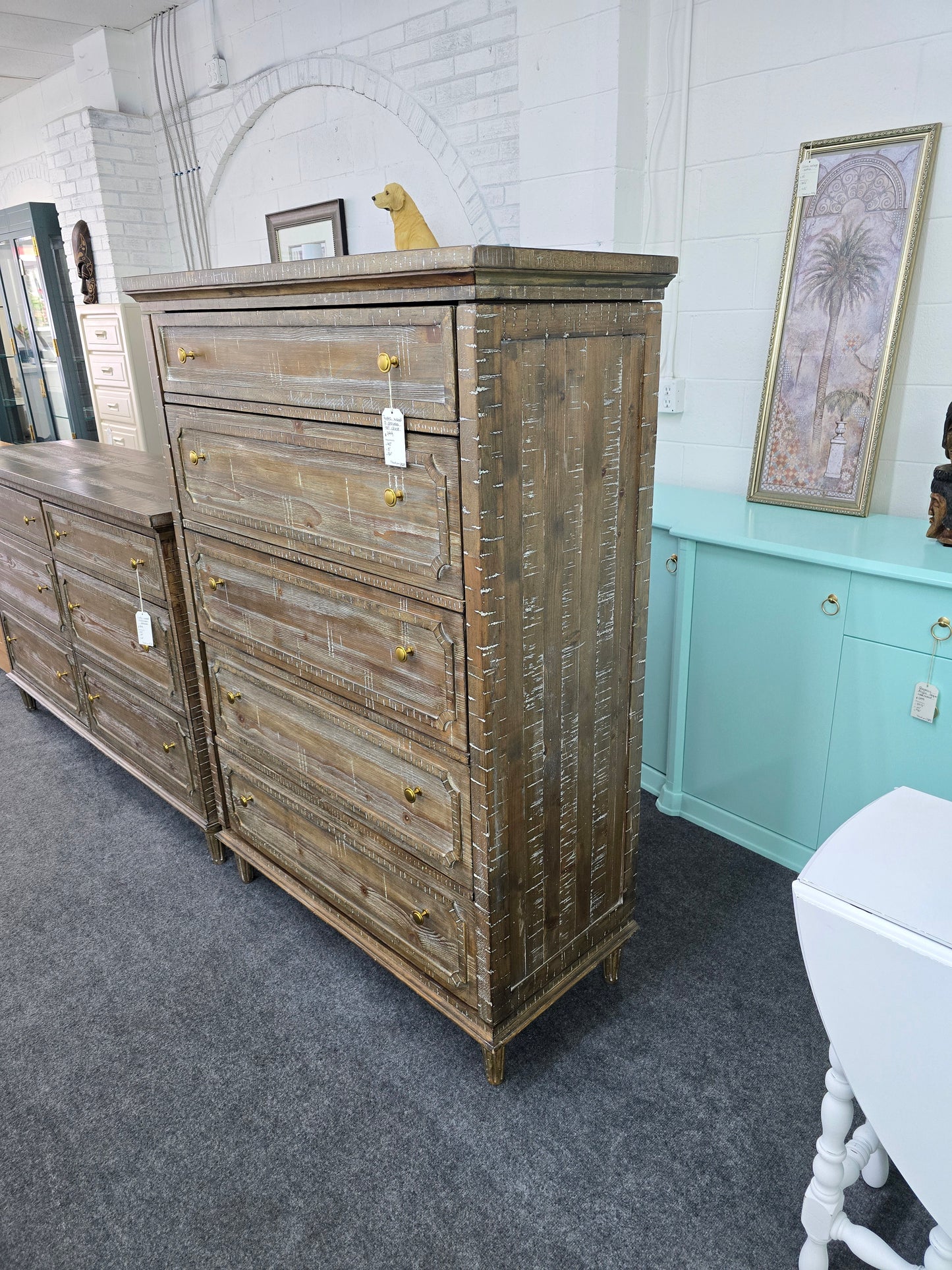 Rustic wood washed chest
