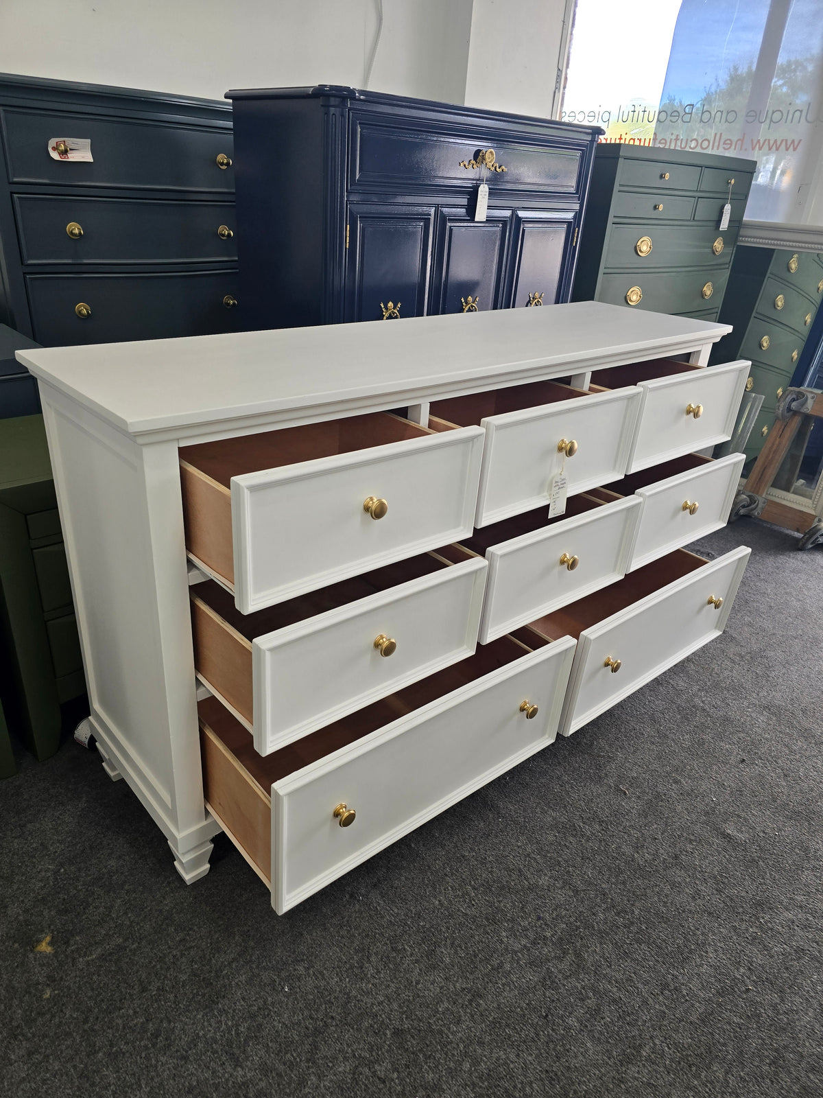 White lacquered "new classic" dresser