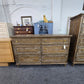 Rustic wood washed 6 drawers dresser