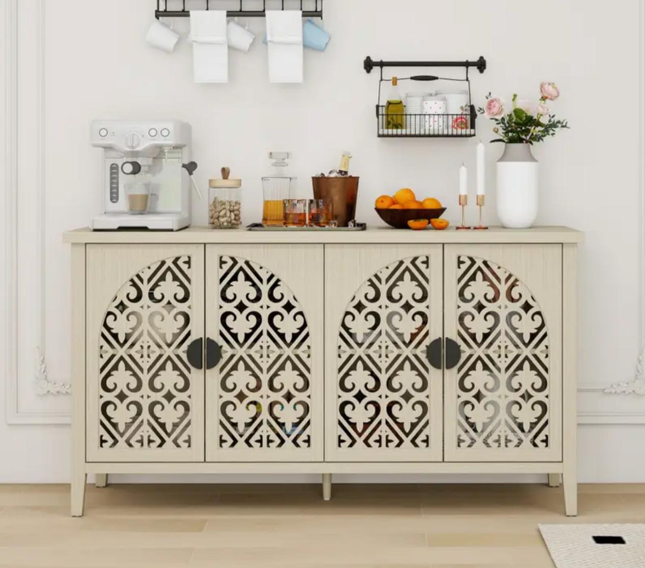 Hollow 4 drawers cabinet natural wood- new