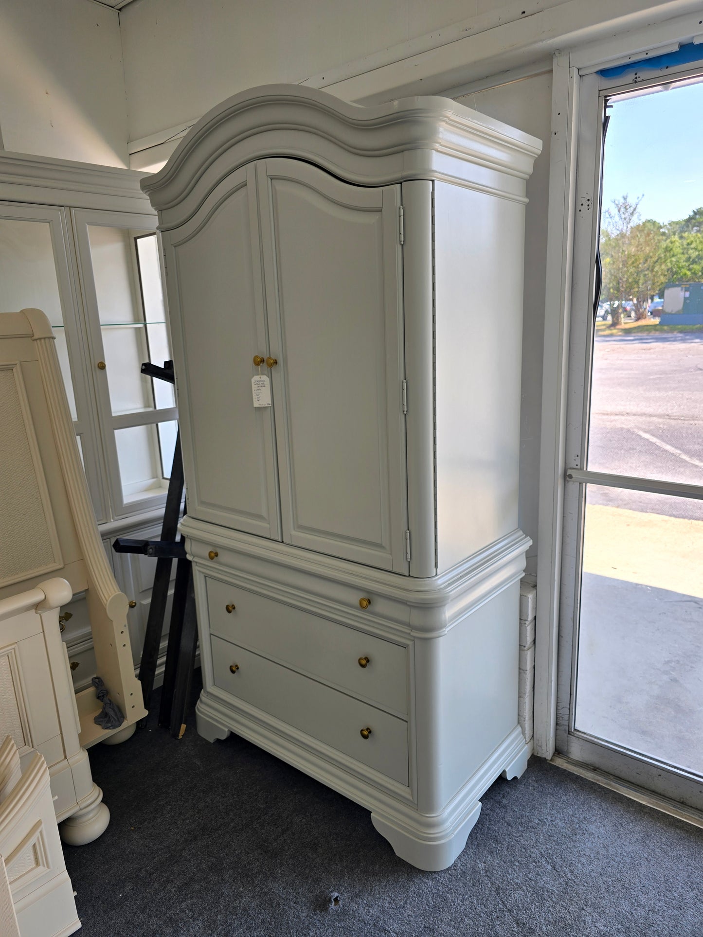 Gray tall armoire