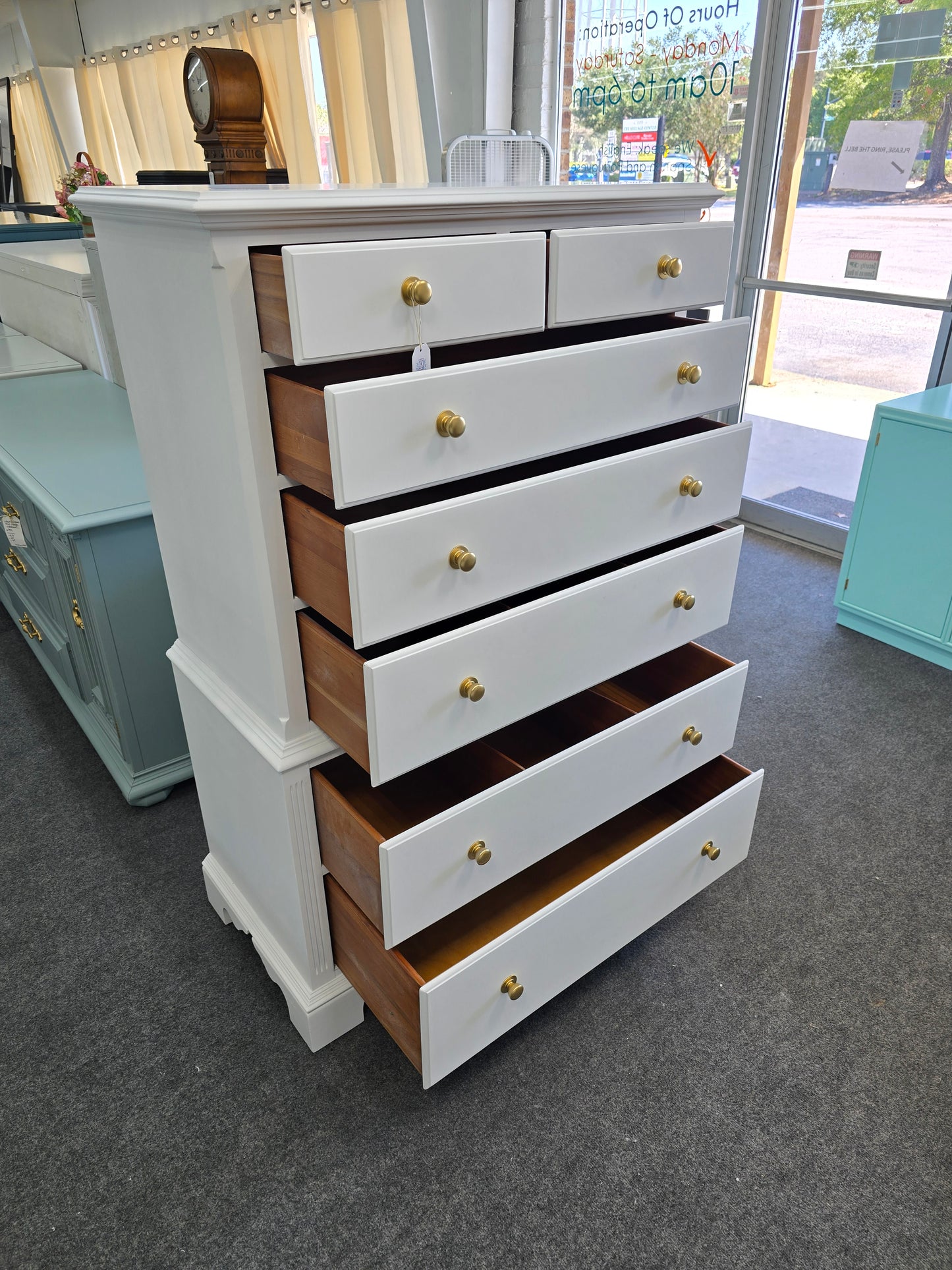 Knobs Creek solod wood white tall chest