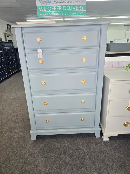 Teal chest with hexagonal knobs