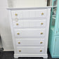 Solid wood white 5 drawers chest