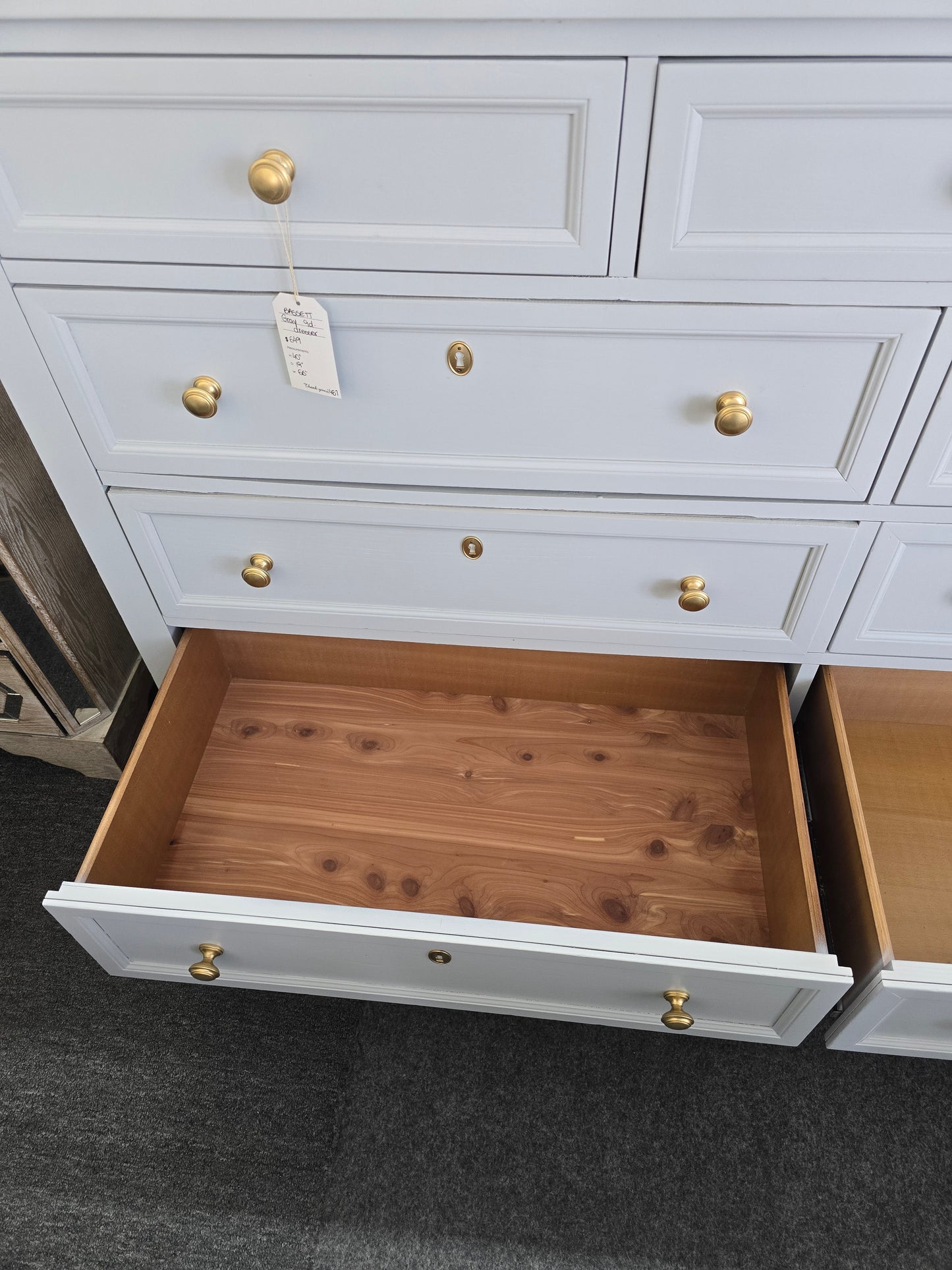Bassett gray 9 drawers dresser