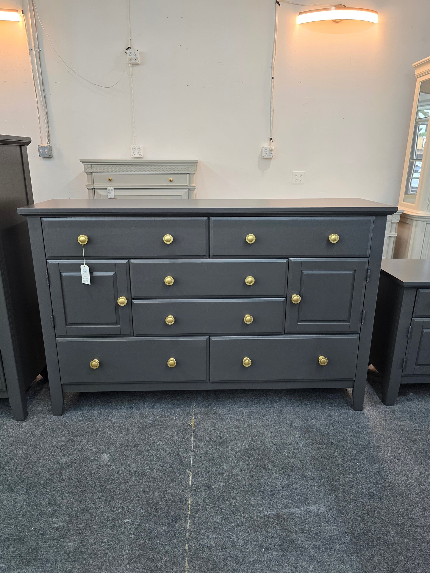 Graphite 6 drawers 2 doors big dresser
