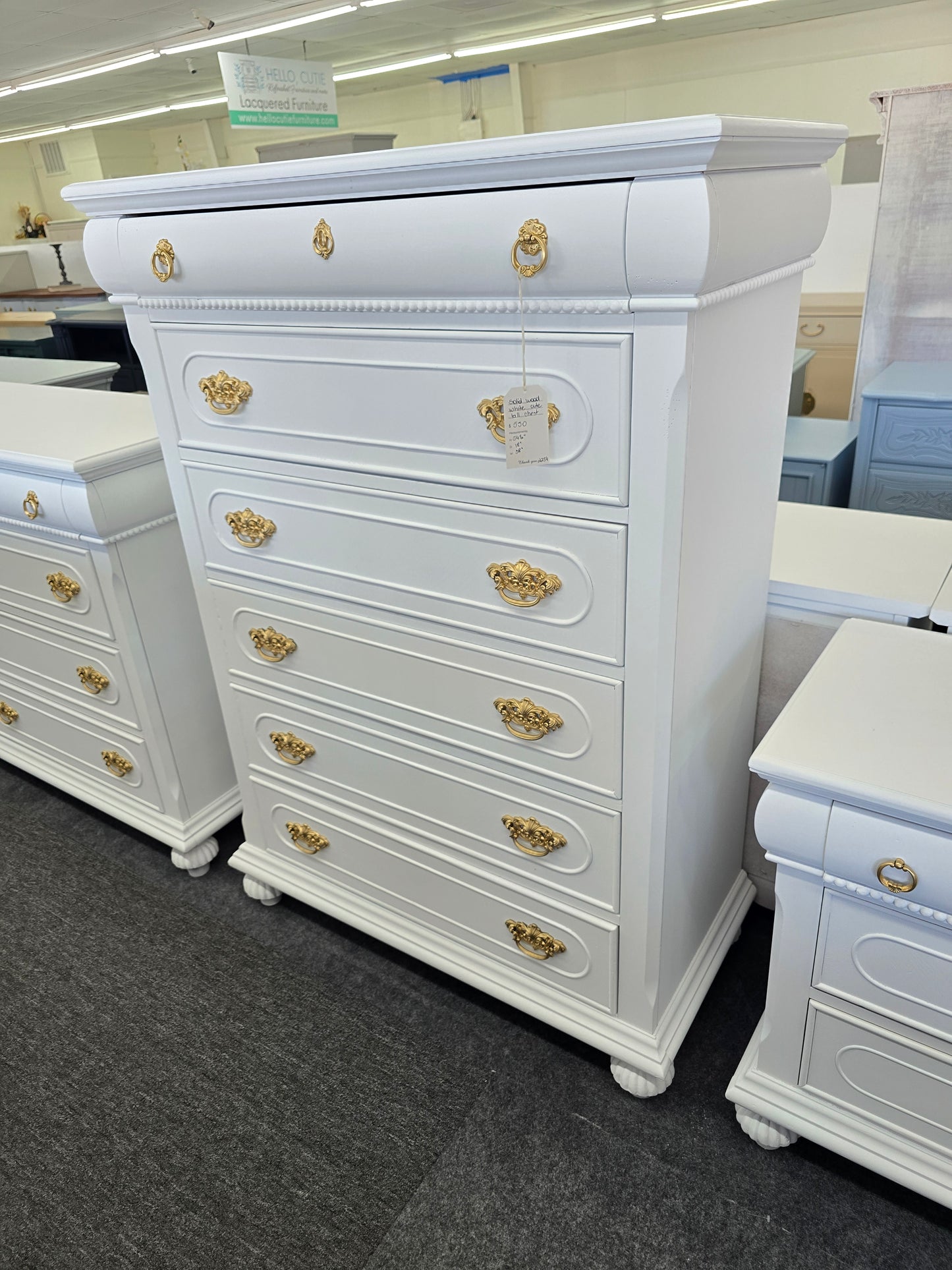 Solid wood cute white chest
