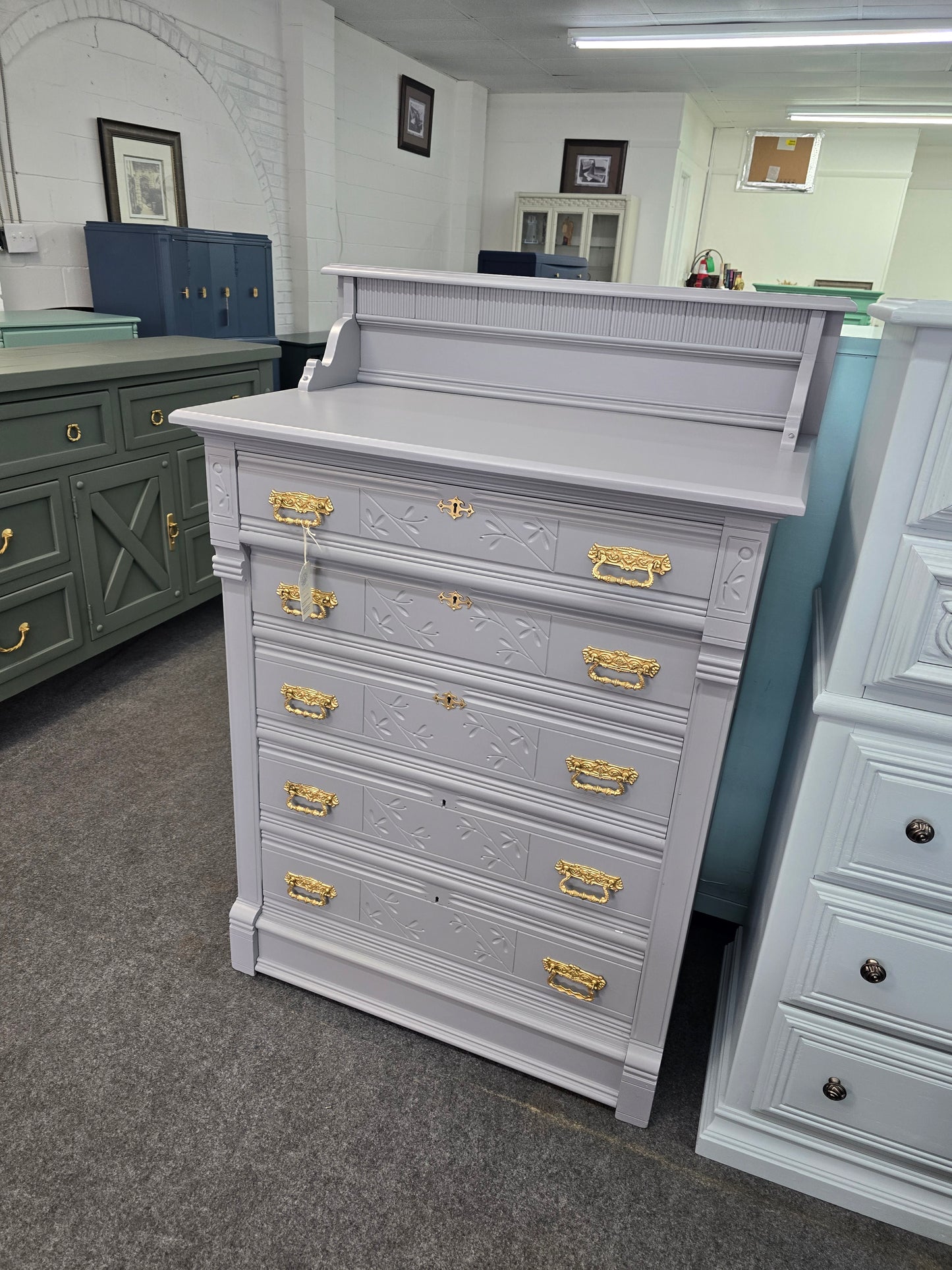 Antique solid wood gray chest