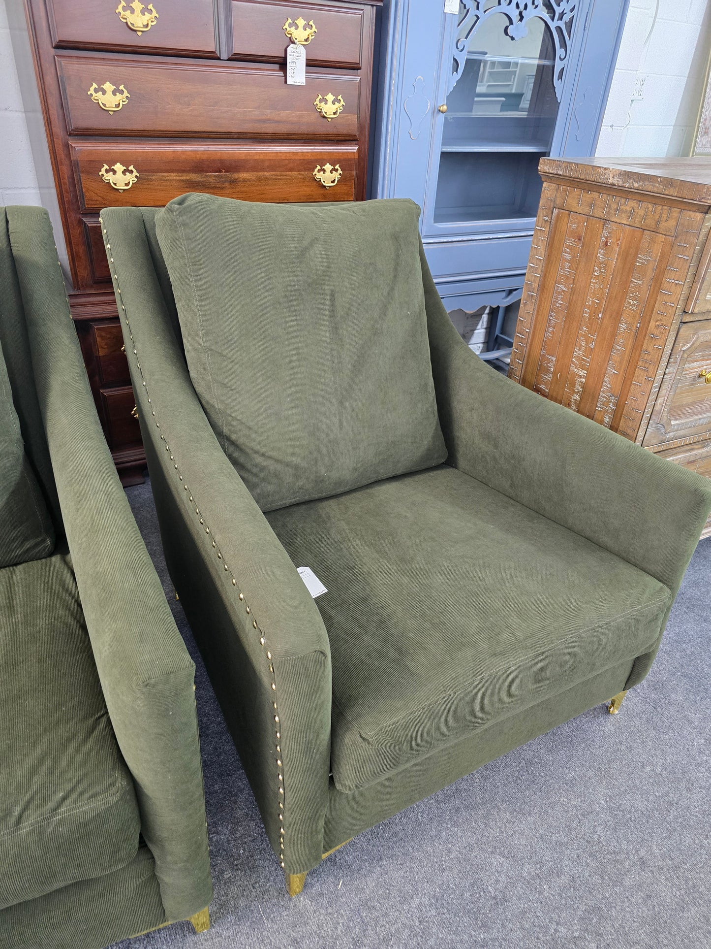 Olive green re upholstered chair