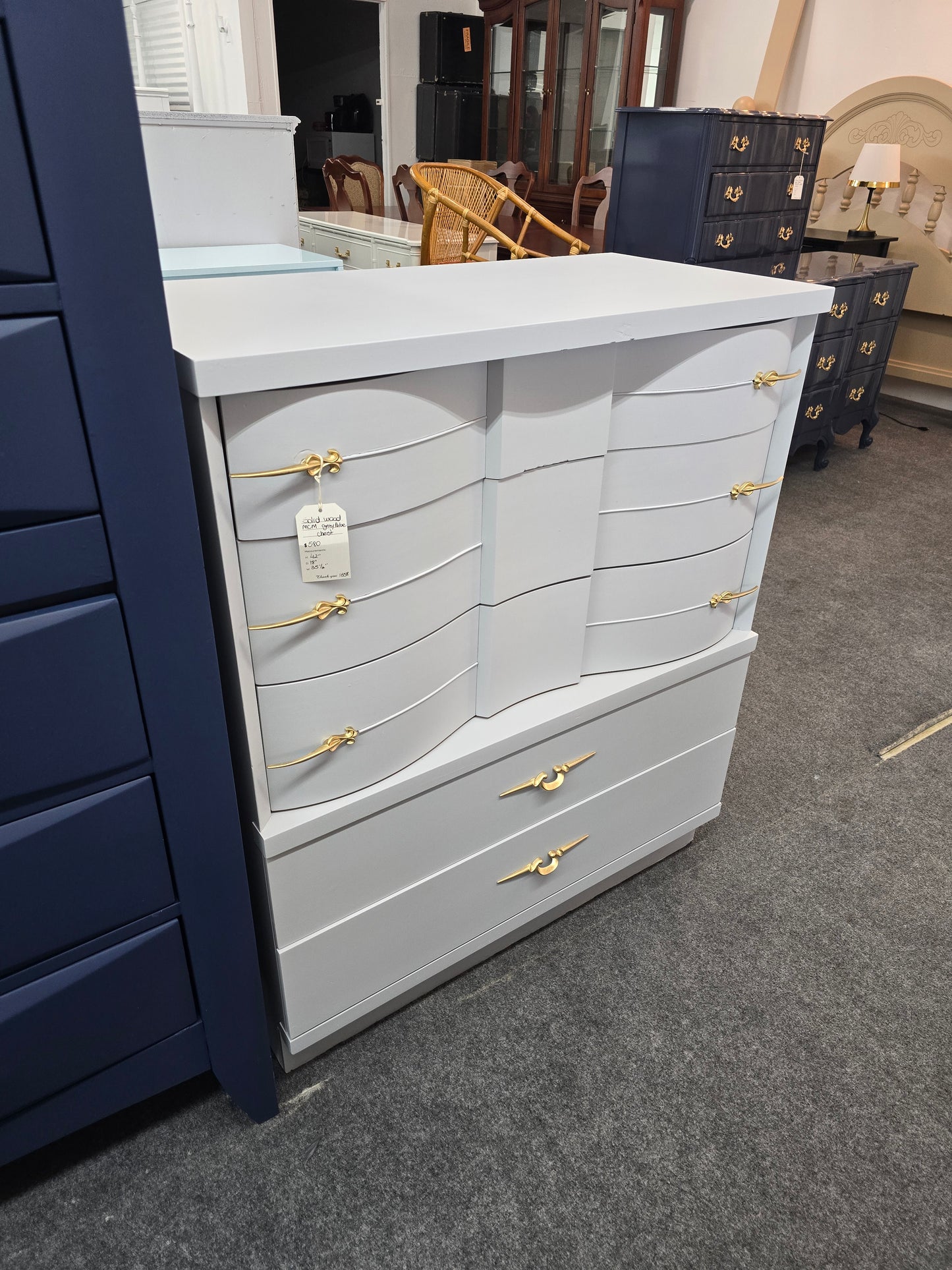 MCM gray/blue chest