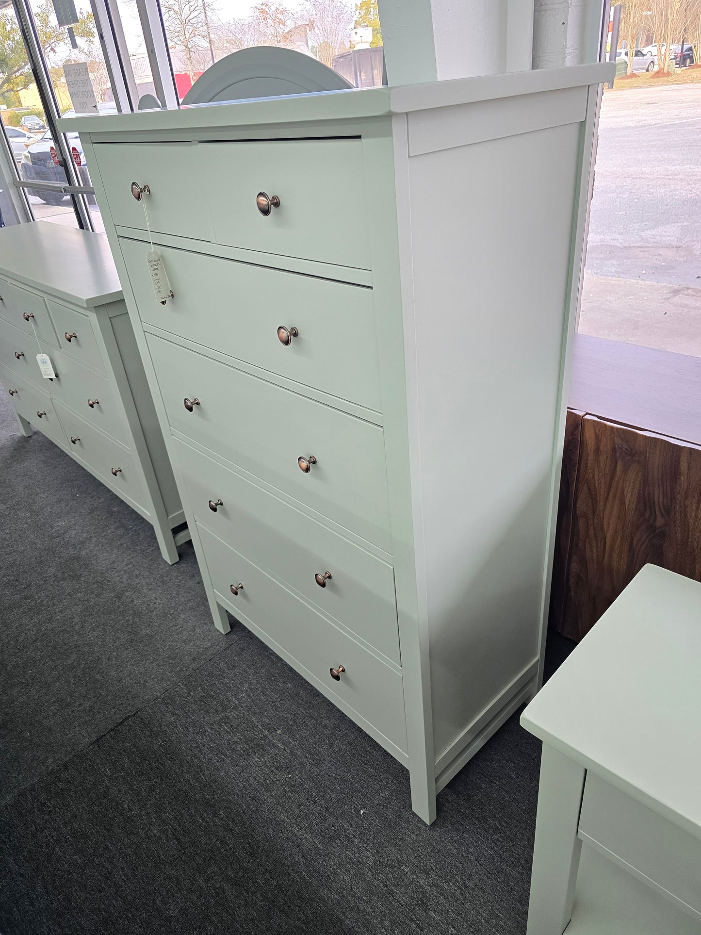 Green lacquered tall chest