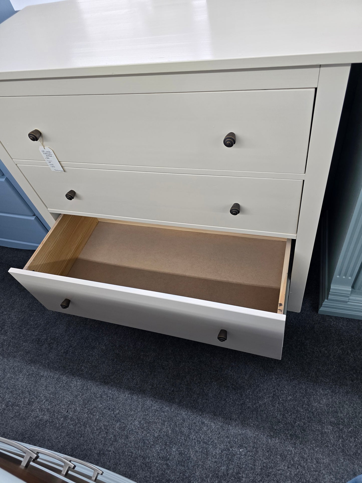 3 drawers off white dresser