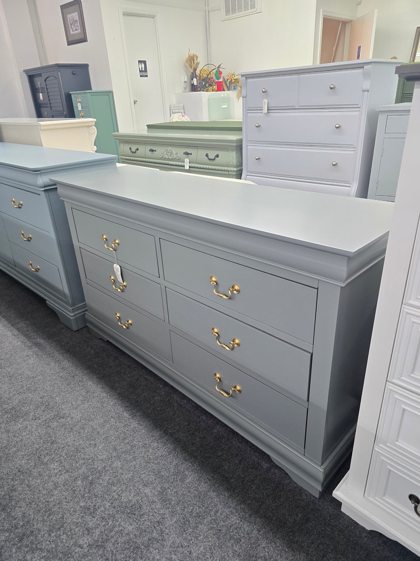 6 drawers green gray classic dresser