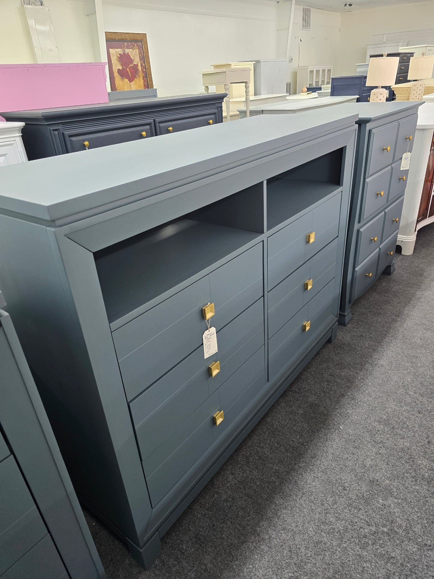 6 drawers blue gray dresser stand