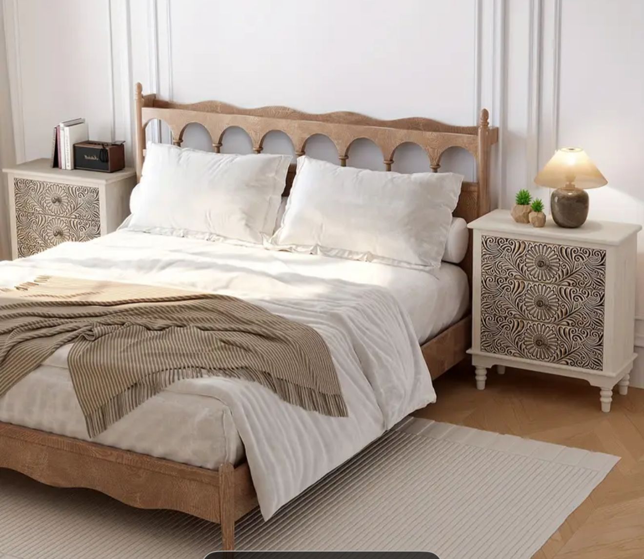 2 piece set of nightstands carved vintage - new