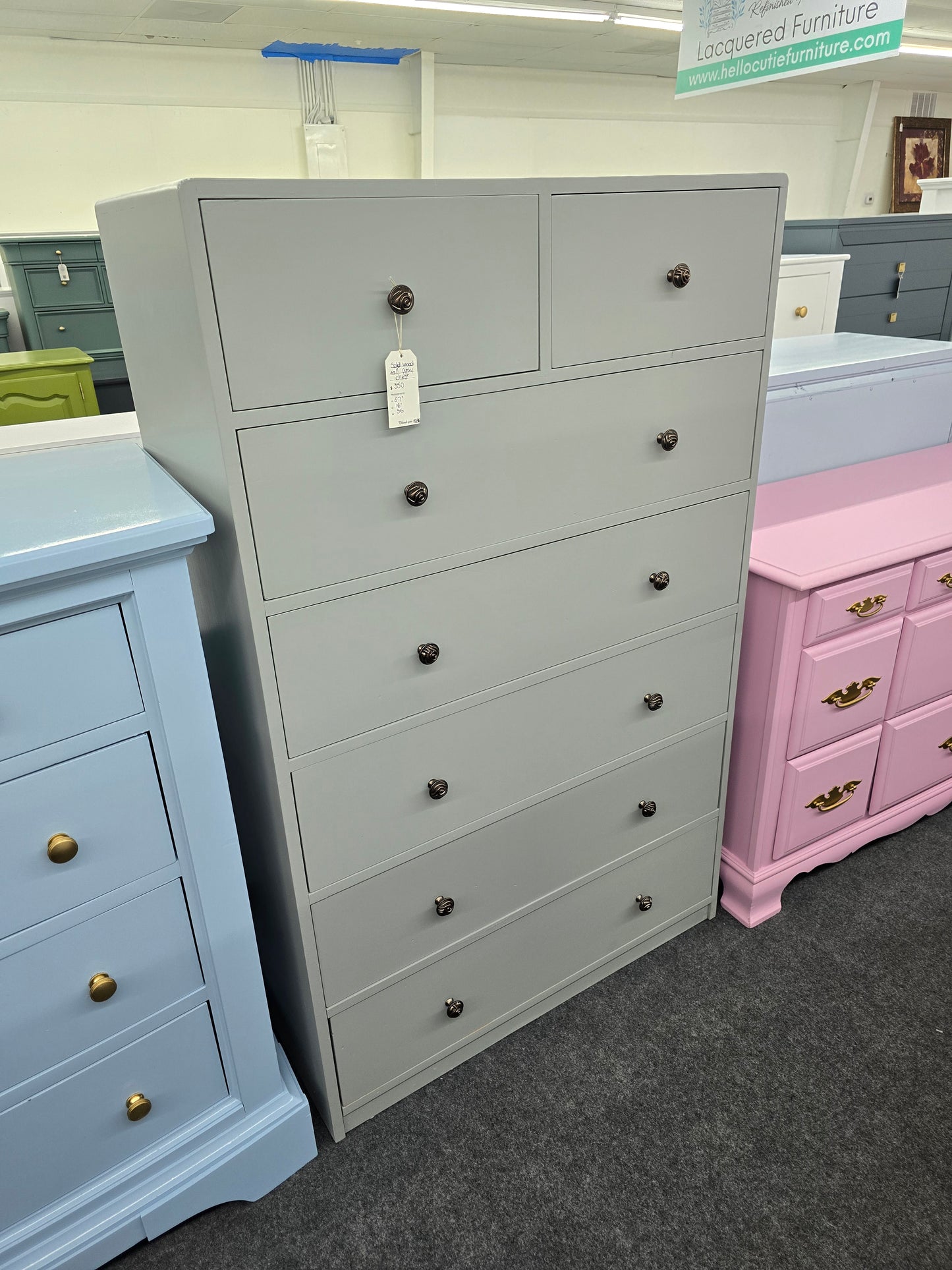 Solid wood Rustic gray chest