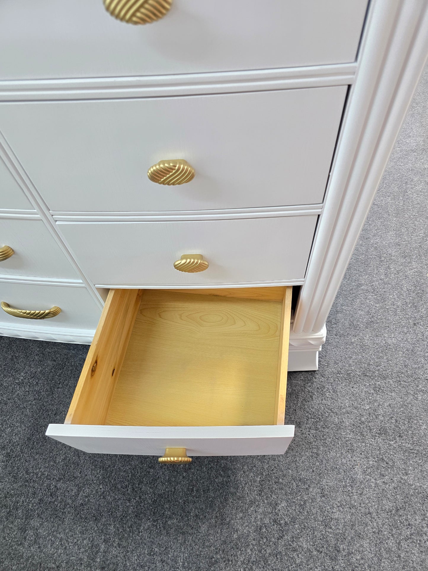 Gorgeous 12 drawers white bowfront dresser
