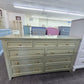 Olive green lacquered 9 drawers dresser