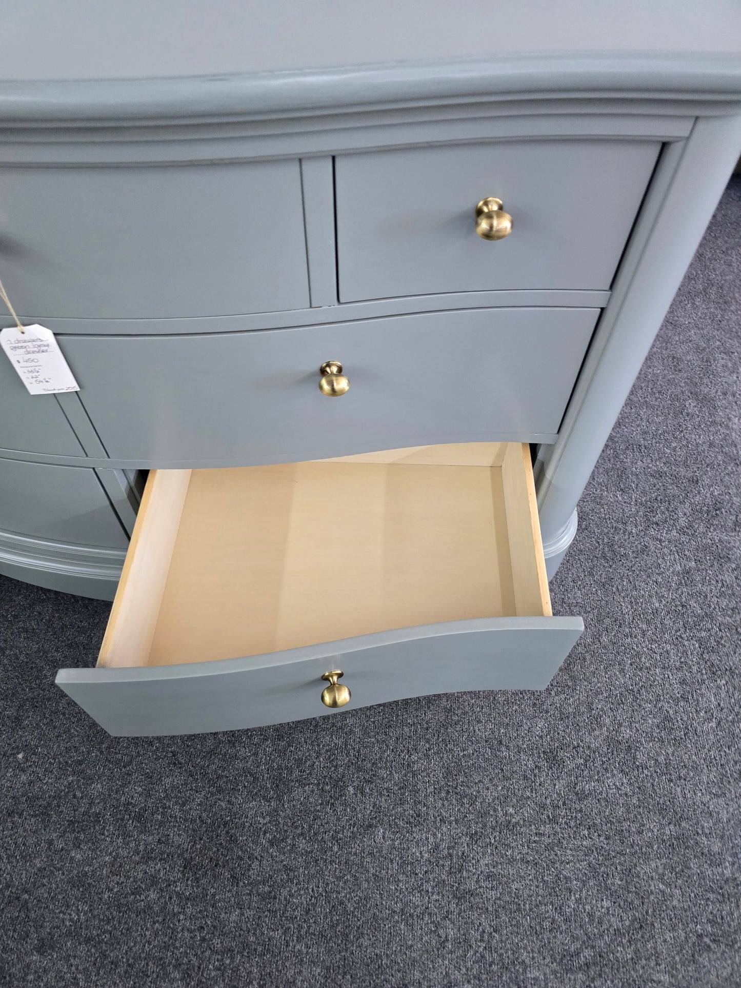 7 drawers green gray dresser