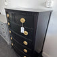 Solid wood bowfront black lacquered chest