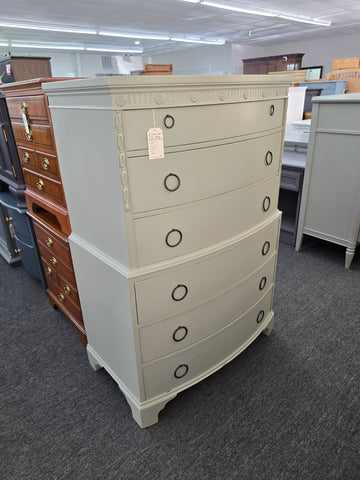 Solid wood bow front gray chest