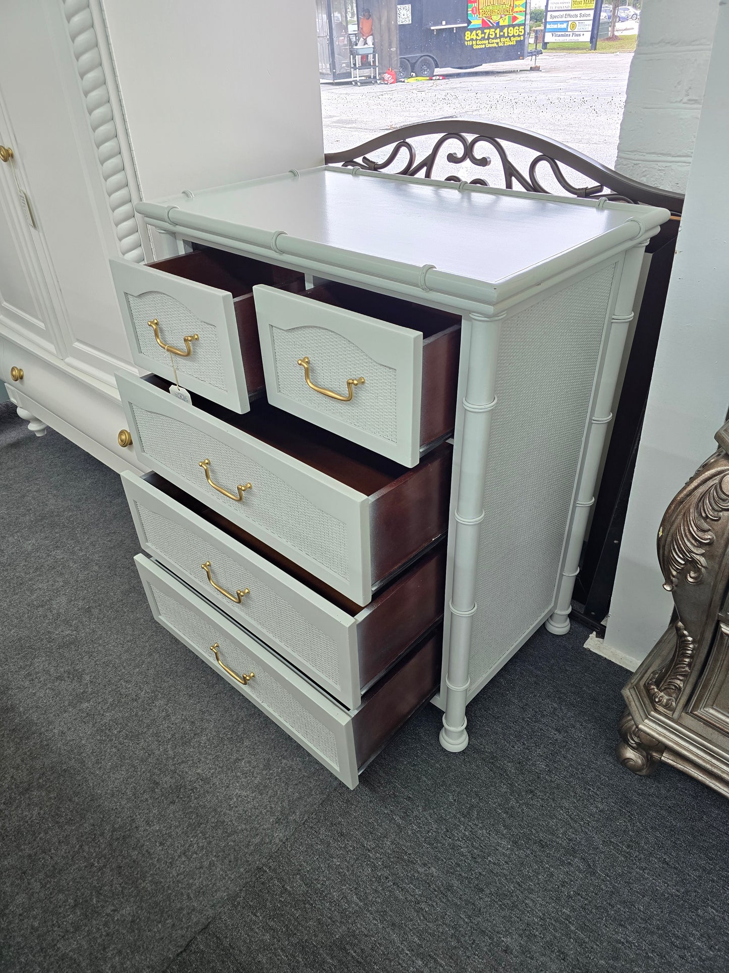 Faux Bamboo gray chest
