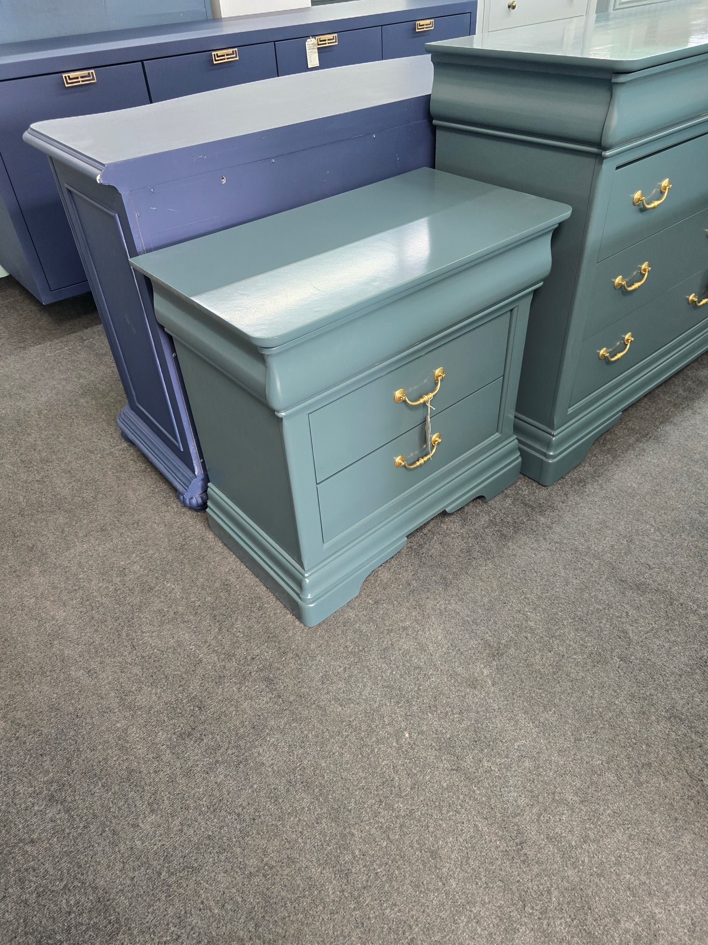 Green e drawers nightstand