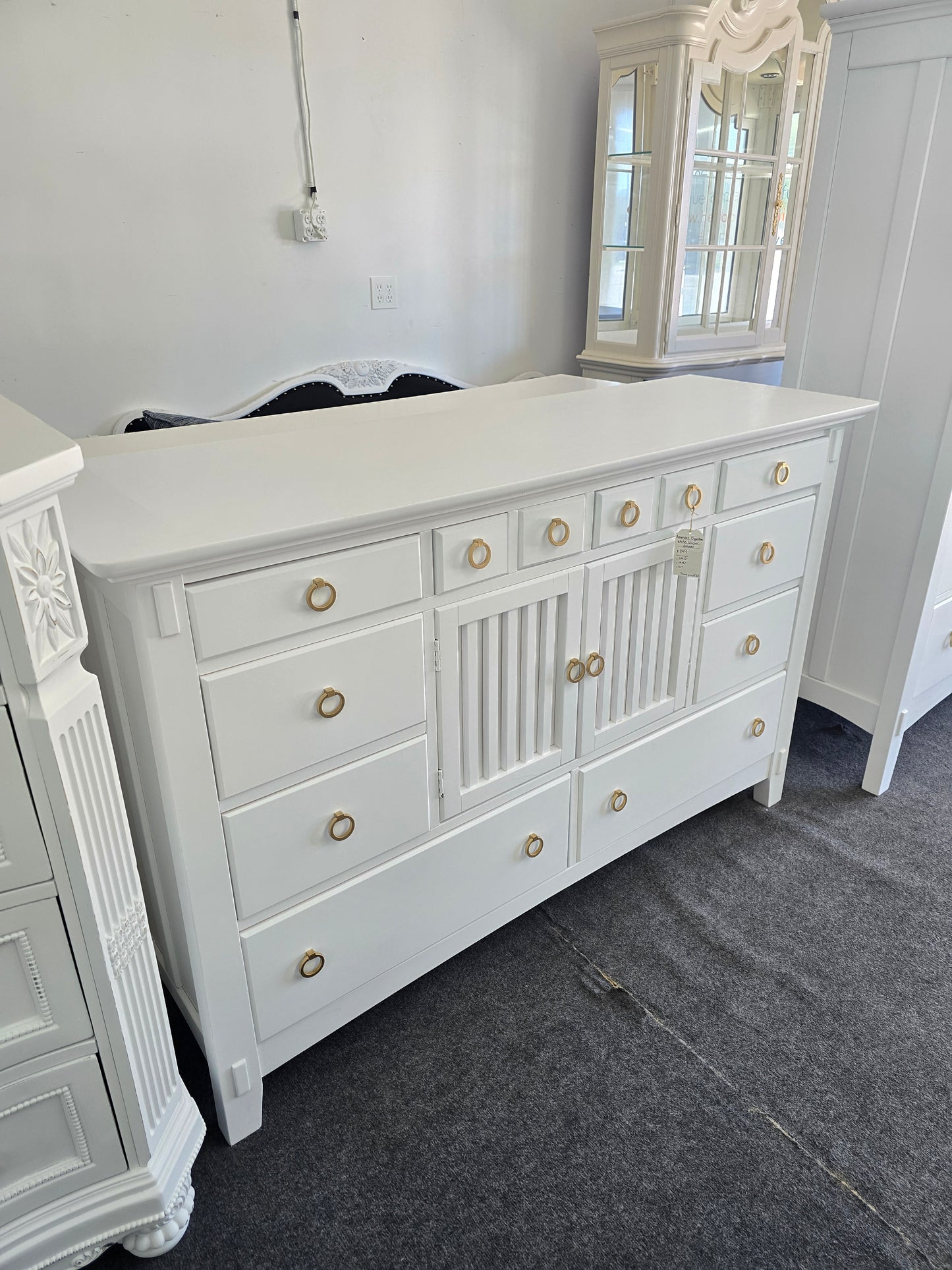 American signature white lacquered dresser