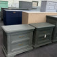 Pewter green pair of nightstands