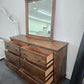 Rustic 6 drawers dresser with mirror