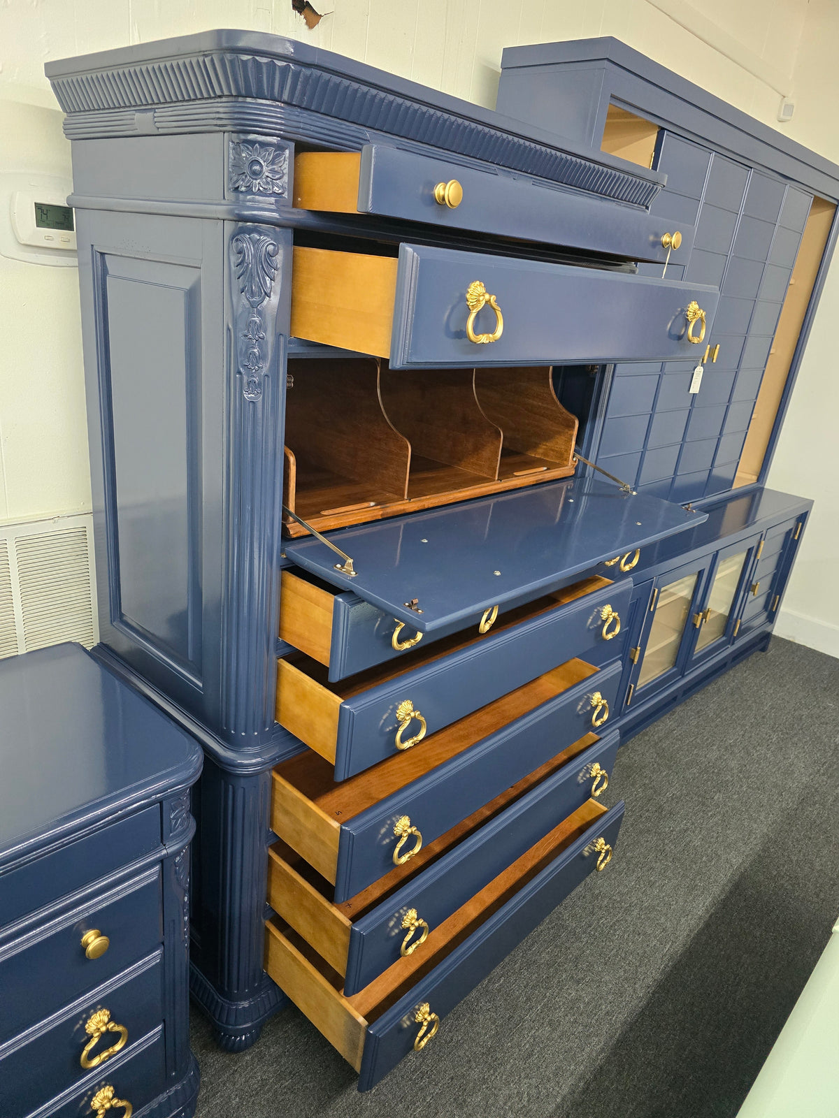Laura Ashley blue Lacquered tall chest