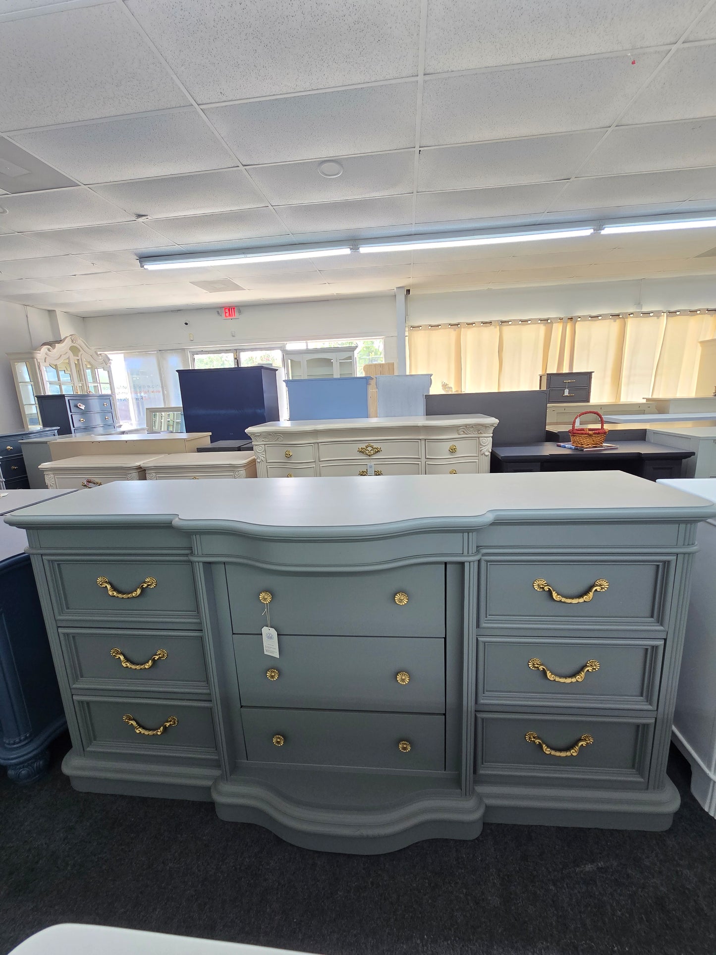 Stanley green gray 9 drawers dresser
