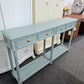2 drawers teal sofa table