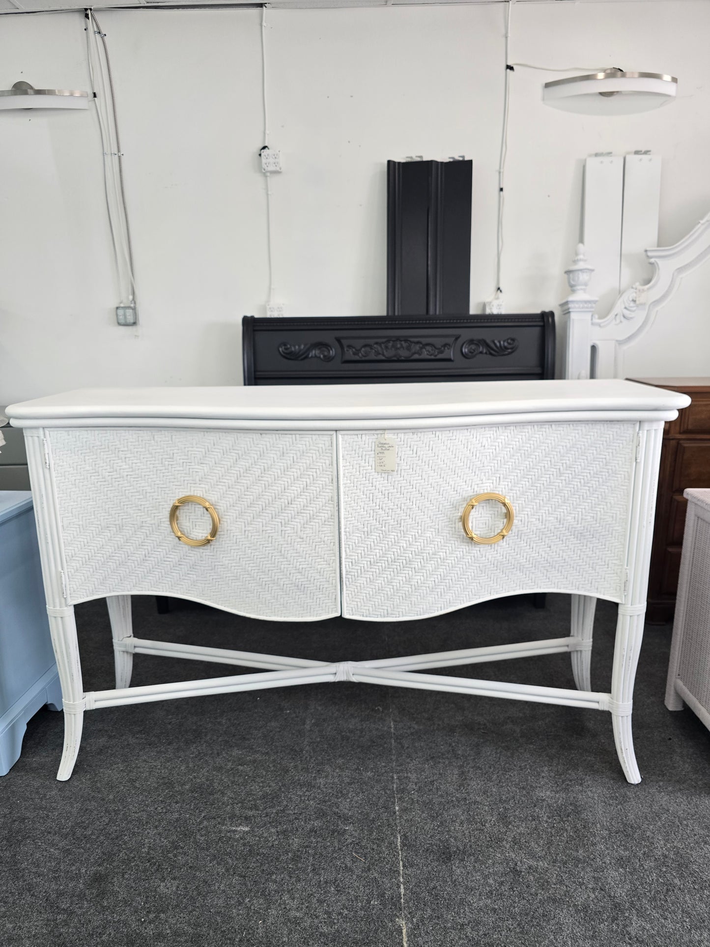 Gorgeous white Distressed rattan buffet