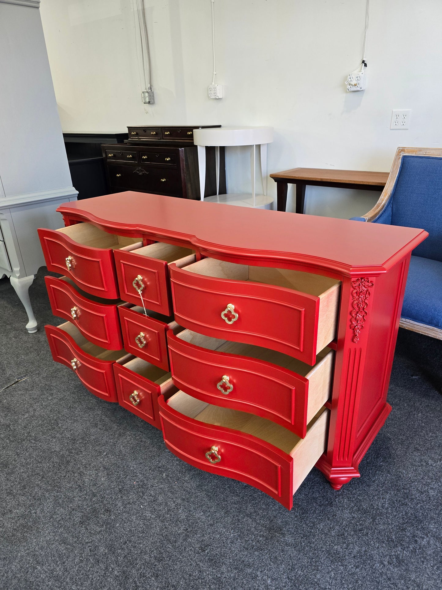 Gorgeous 9 drawers red dresser