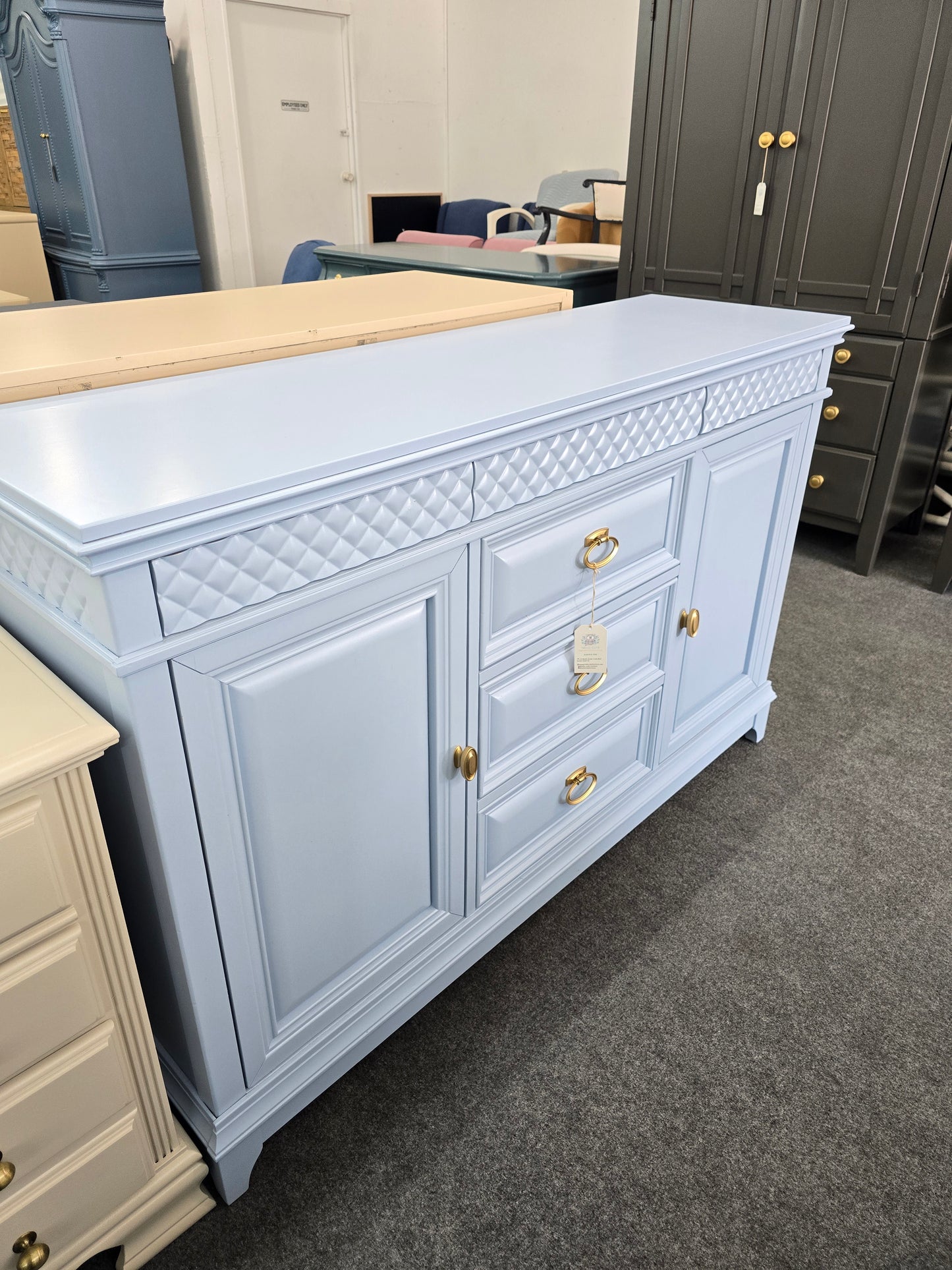 Super cute blue 6 drawers 2 doors dresser
