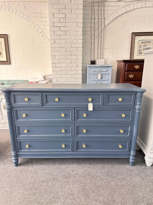 Bassett solid wood dark blue dresser