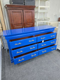 Blue lacquered 6 drawers dresser