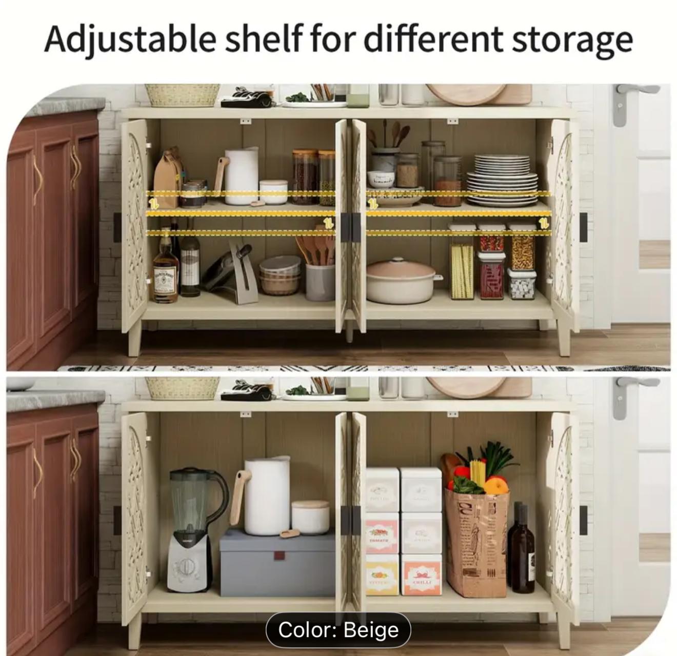 Hollow 4 drawers cabinet natural wood- new